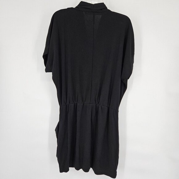 Rachel Roy Mini Short Dress Medium Black LBD Pockets Faux Wrap-Style V Neck - Picture 5 of 12